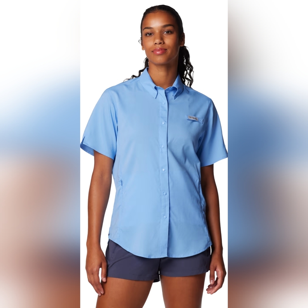 Columbia PFG Tamiami II Shirt | Women's M | Light Blue | UPF 40+ Short-Sleeve